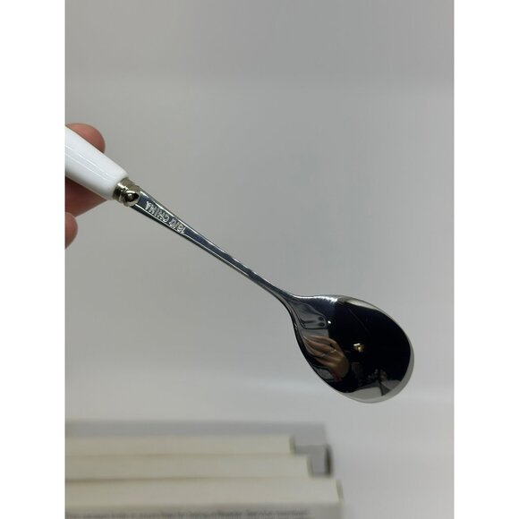 VTG Stainless Steel Porcelain Cheese Knife Spoon Set With Floral Ceramic Handles - Picture 5 of 8